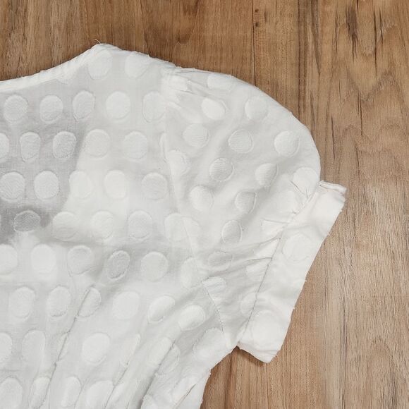 🐞Blue Sketch White Polka Dot Print Top Large - Picture 8 of 16